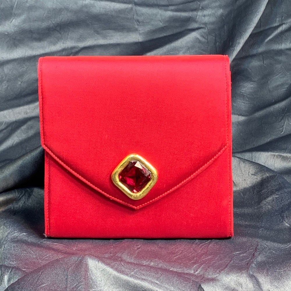 Daniel Swarovski Red Satin Evening Bag